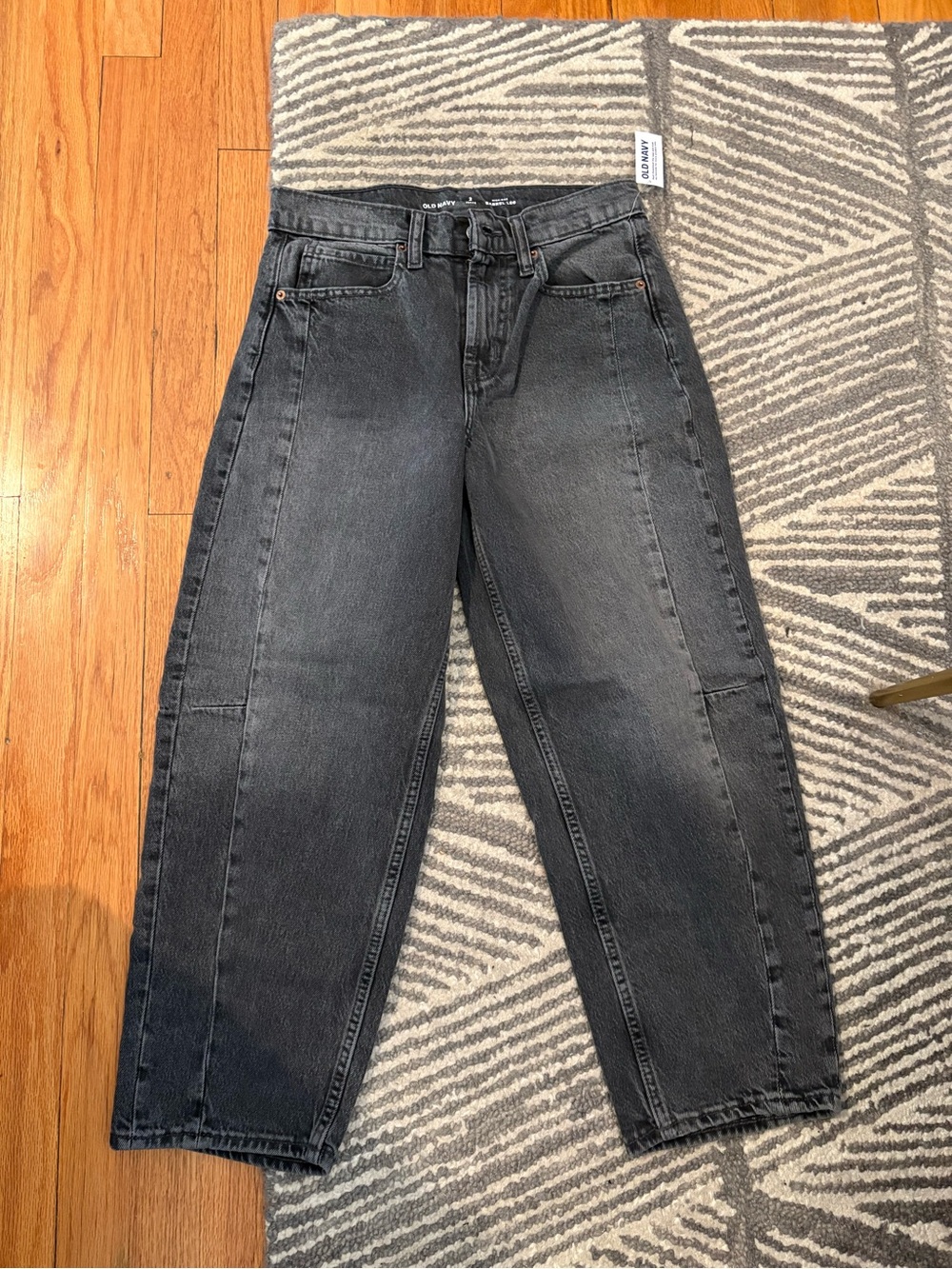 Old Navy Black Barrel-Leg High-Rise Jeans